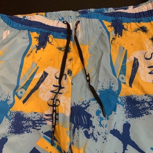 HodoSports Men's Multi-Colored Blue/Yellow/White Swim Trunks XXL NWT - Picture 2 of 5